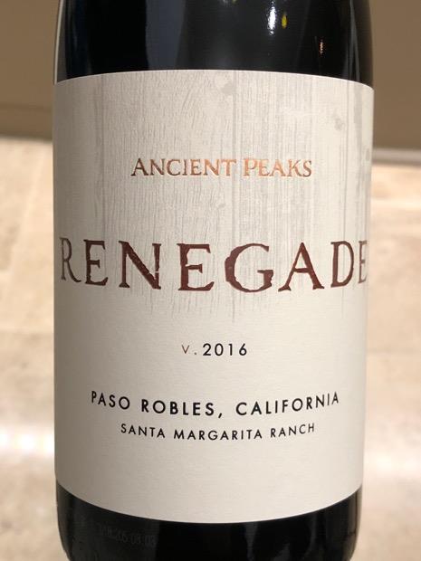 2016 Ancient Peaks Renegade Usa California Central Coast Paso