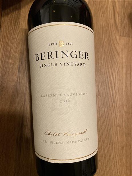 2016 Beringer Vineyards Cabernet Sauvignon Chabot Vineyard, USA ...