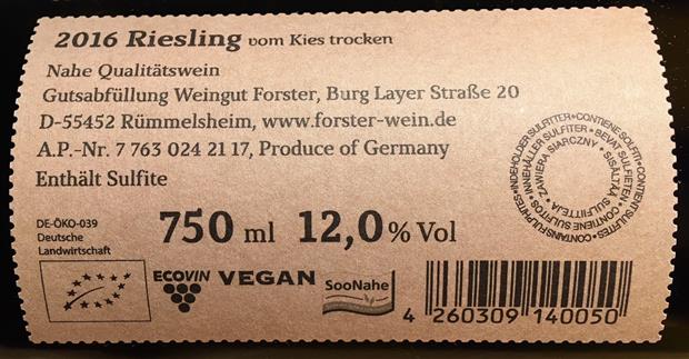 2023 Weingut Forster Riesling vom Kies, Germany, Nahe - CellarTracker