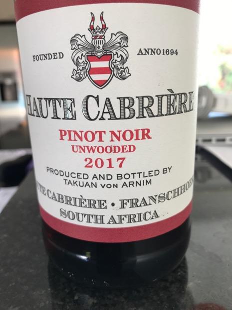 Haute Cabrière Pinot Noir Unwooded