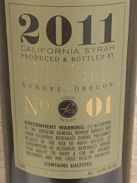 11 Lillian Winery Syrah Gold Series No 1 Usa California Central Coast Cellartracker