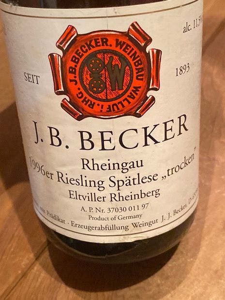 1996 J.B. Becker Wallufer Walkenberg Riesling Alte Reben Spätlese ...