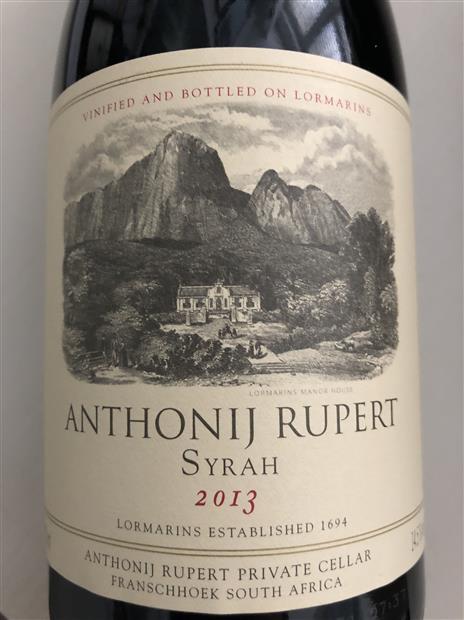 2013 Anthonij Rupert Syrah South Africa Coastal Region Franschhoek Valley Cellartracker