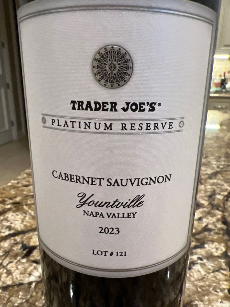 2016 Trader Joe's Cabernet Sauvignon Platinum Reserve Lot # 121