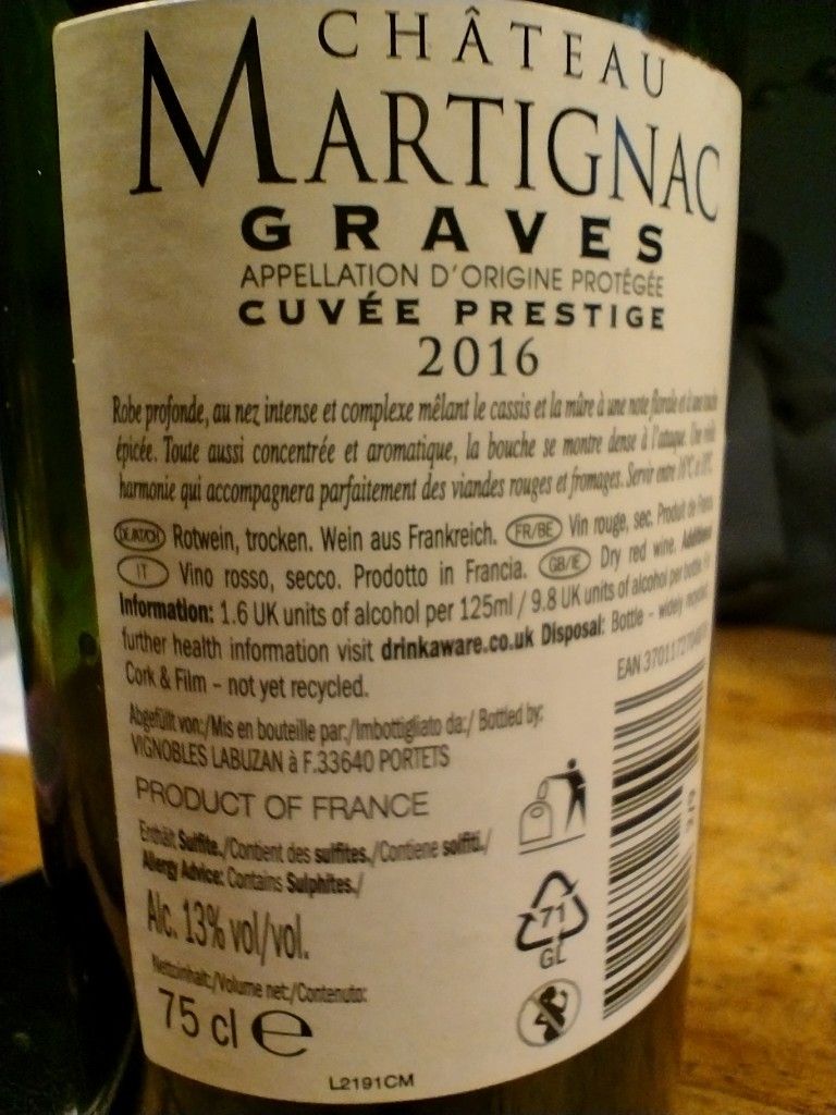 - Martignac CellarTracker 2016 Prestige Château Cuvée
