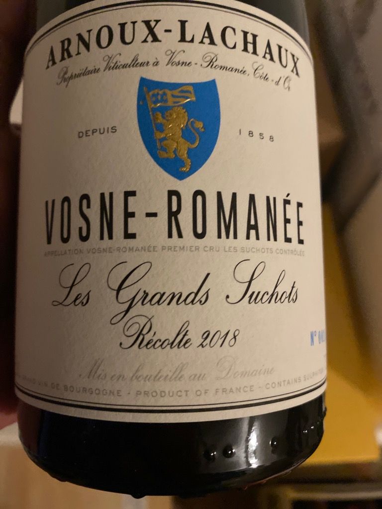 Domaine Robert Arnoux Arnoux Lachaux Vosne Roman E Er Cru Les Grands Suchots France