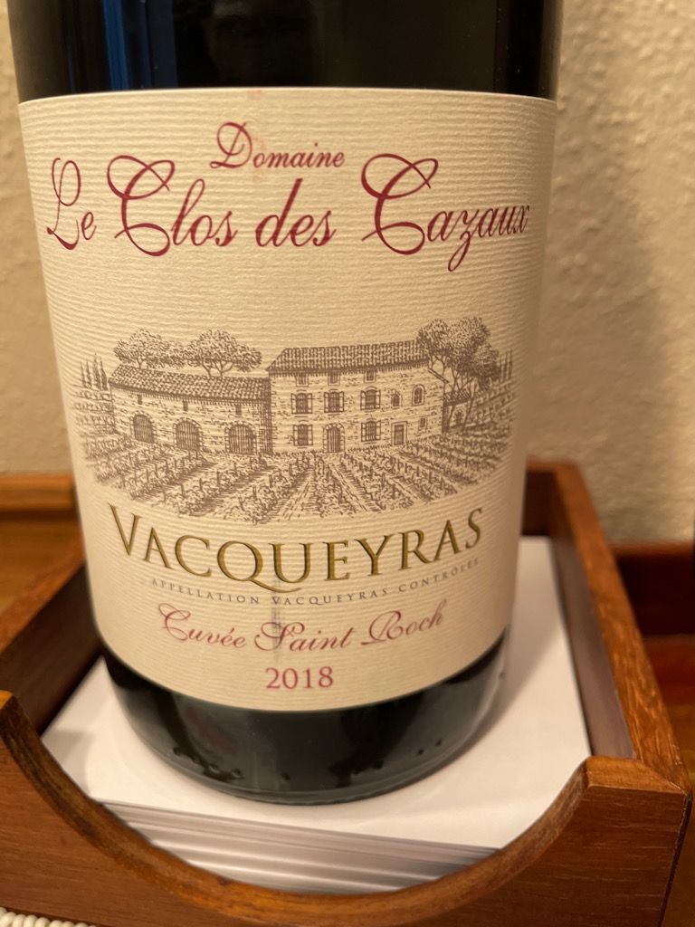 2018 Domaine Le Clos des Cazaux Vacqueyras Cuvée St Roch, France, Rhône