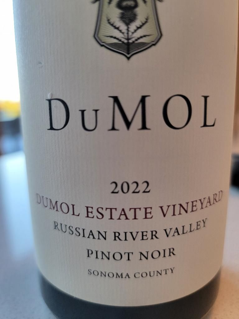 2022 DuMOL Pinot Noir DuMOL Estate Vineyard - CellarTracker