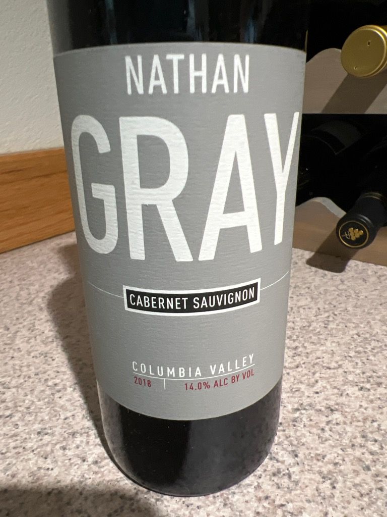 2018 Nathan Gray Cabernet Sauvignon, USA, Washington, Columbia Valley ...