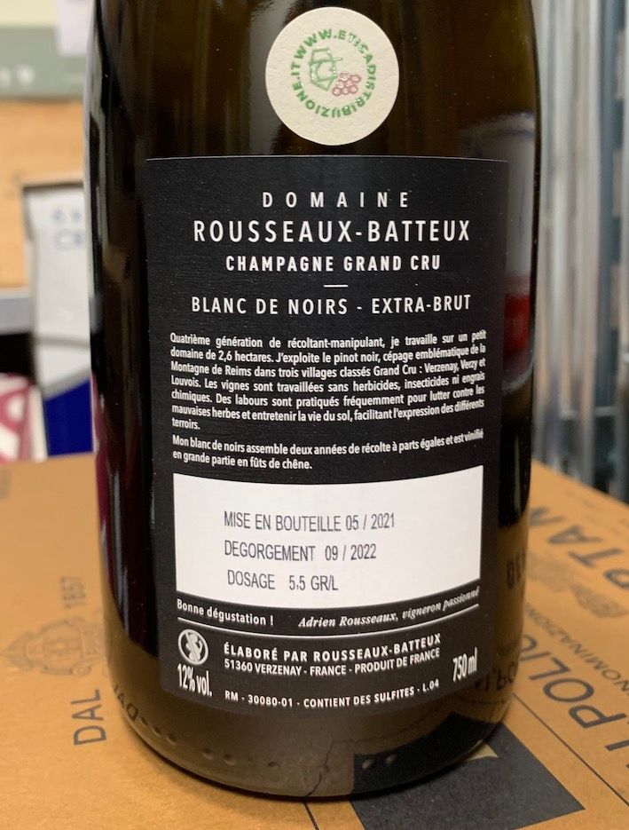 N.V. Champagne Rousseaux-Batteux Champagne Grand Cru Blanc de