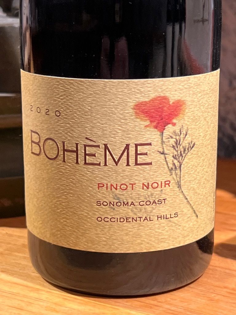 2020 Bohème Wines Pinot Noir Occidental Hills, USA, California, Sonoma ...