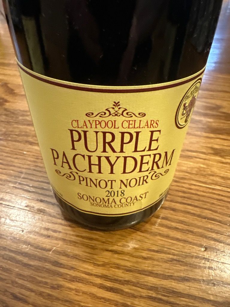 2018 Claypool Cellars Pinot Noir Purple Pachyderm Sonoma Coast, USA