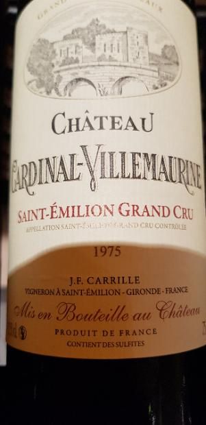 1975 Château Cardinal Villemaurine St. Émilion Grand Cru - CellarTracker