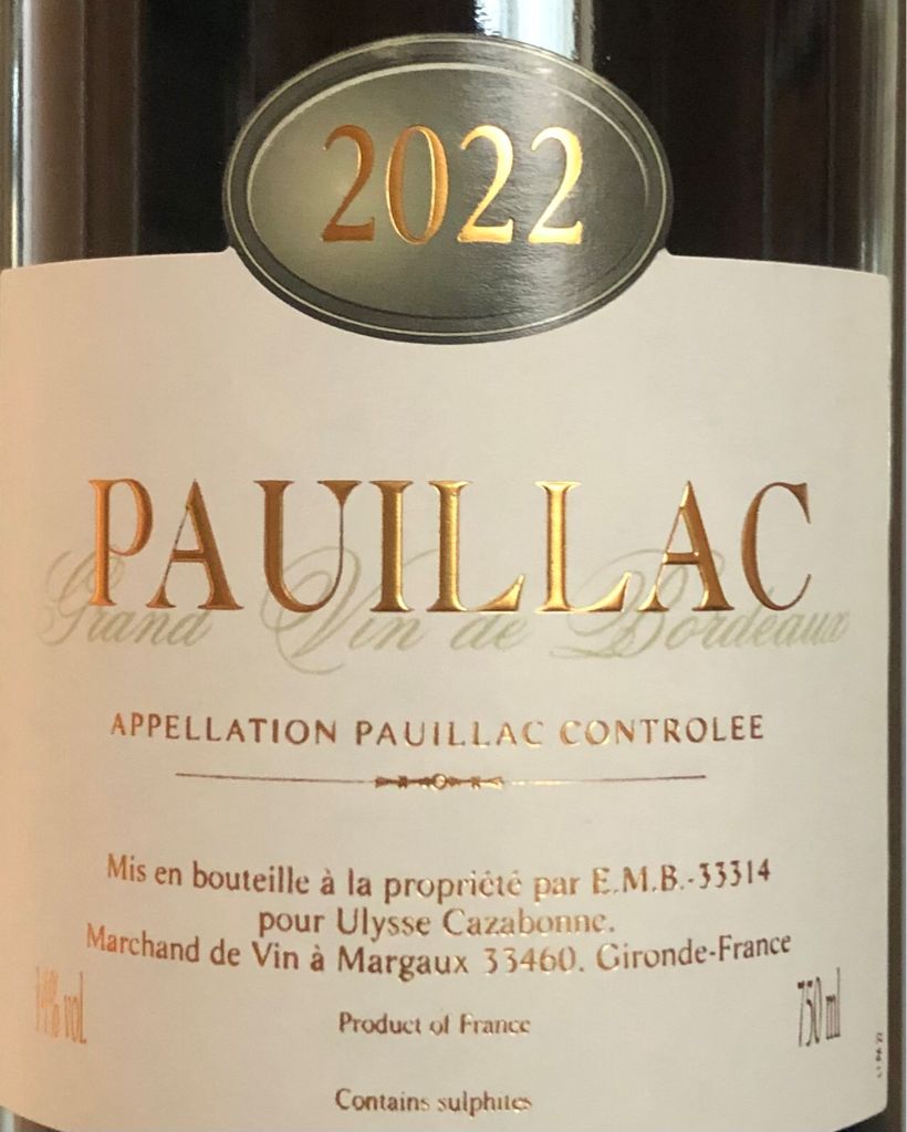 APPELLATION・PAUILLAC 2012 2012 Ulysse Cazabonne Pauillac The Wine Society - CellarTracker
