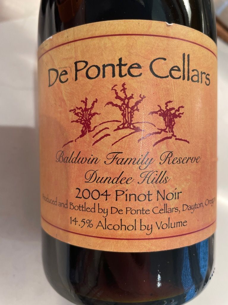 2004 De Ponte Cellars Pinot Noir Baldwin Family Reserve, USA, Oregon