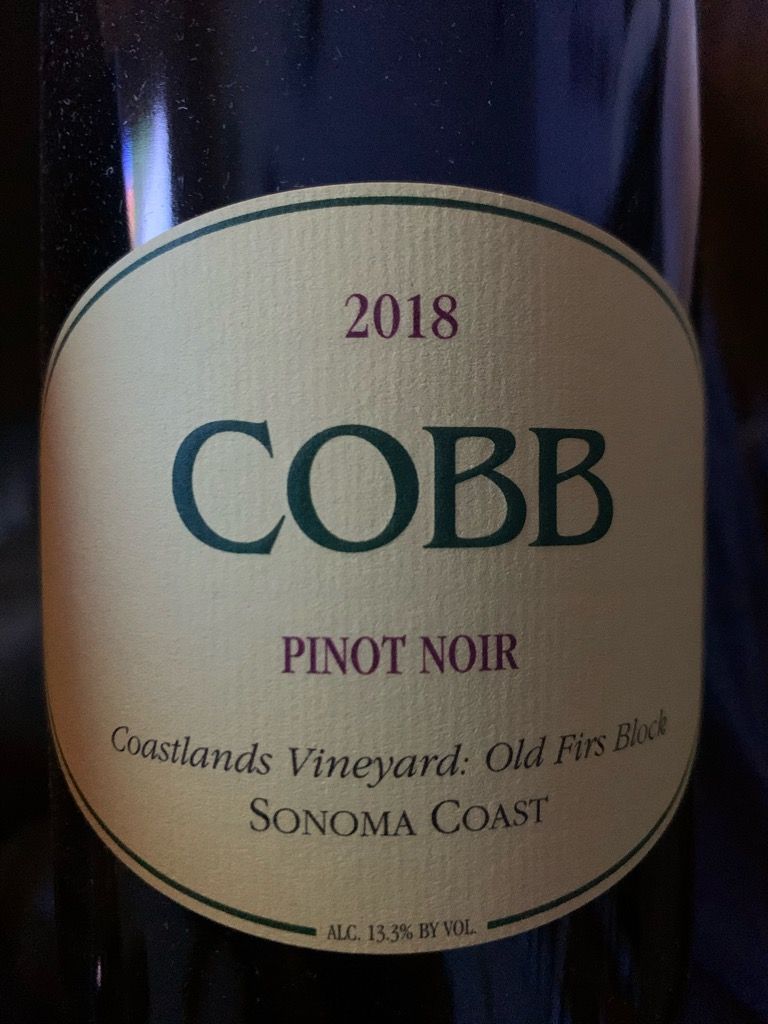 2018 Cobb Pinot Noir Coastlands Vineyard Old Firs Block, USA