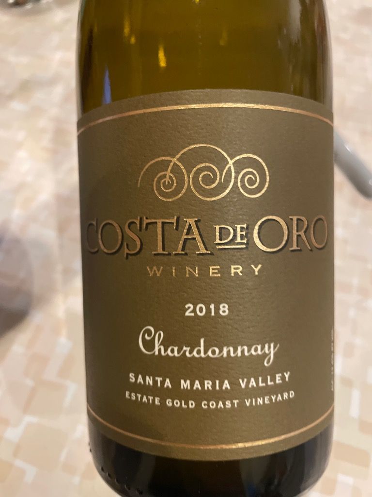 2018 Costa De Oro Chardonnay Estate Gold Coast Vineyard, USA