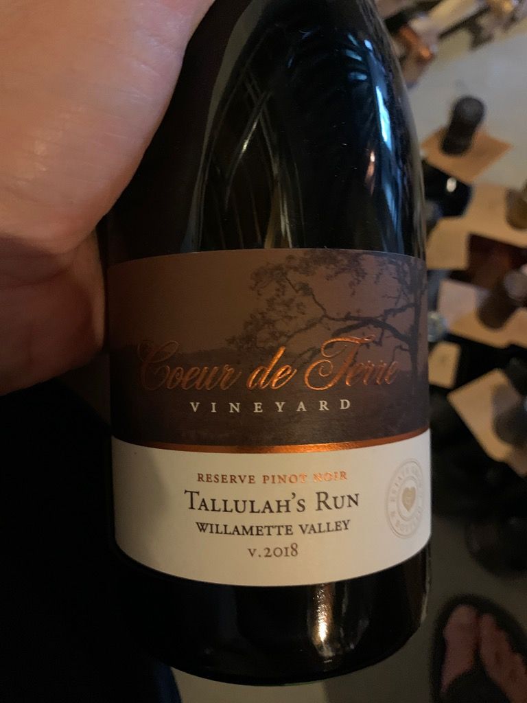2019 Coeur de Terre Pinot Noir Reserve Tallulah's Run, USA, Oregon ...