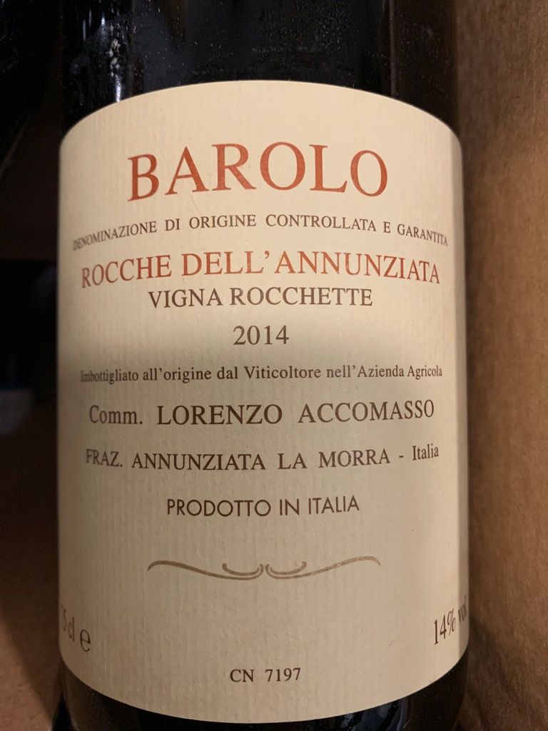 アッコマッソ バローロ 2014 2014 Lorenzo Accomasso Barolo Rocche dell'Annunziata Vigna