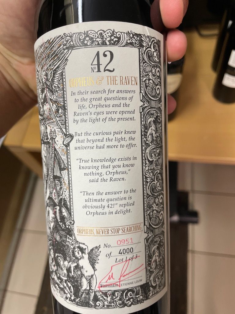 Orpheus Label 2019 The Vinoneers Orpheus and the Raven No 42, South Africa, Coastal ...
