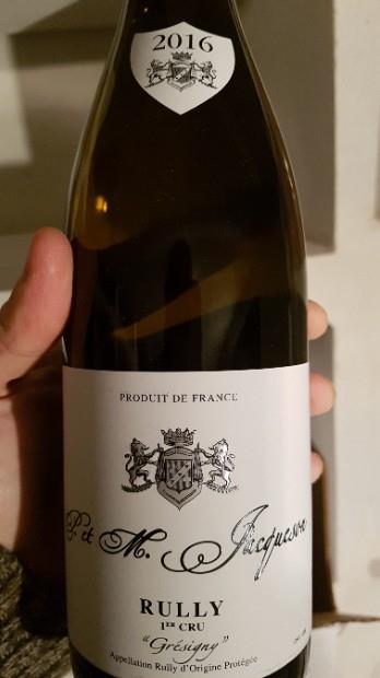 2016 Paul et Marie Jacqueson Rully 1er Cru Gresigny Blanc, France ...