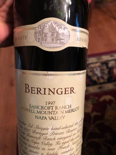 1997 Beringer Vineyards Merlot Private Reserve Bancroft Ranch