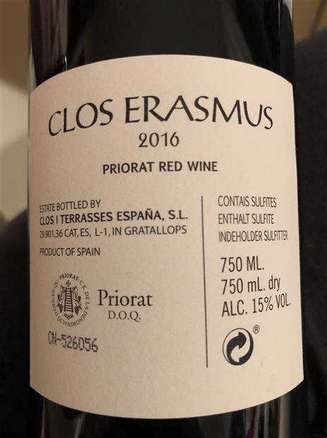 2016 Clos Erasmus Priorat - CellarTracker