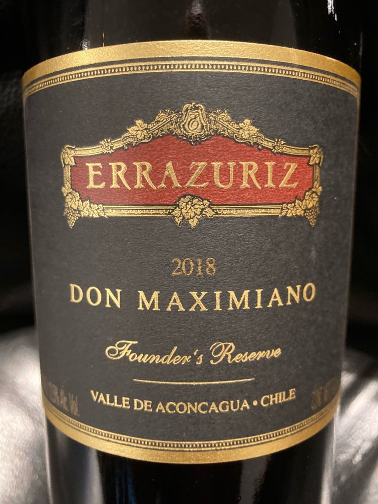 2018 Errazuriz Don Maximiano Founder's Reserve, Chile, Aconcagua Valley -  CellarTracker