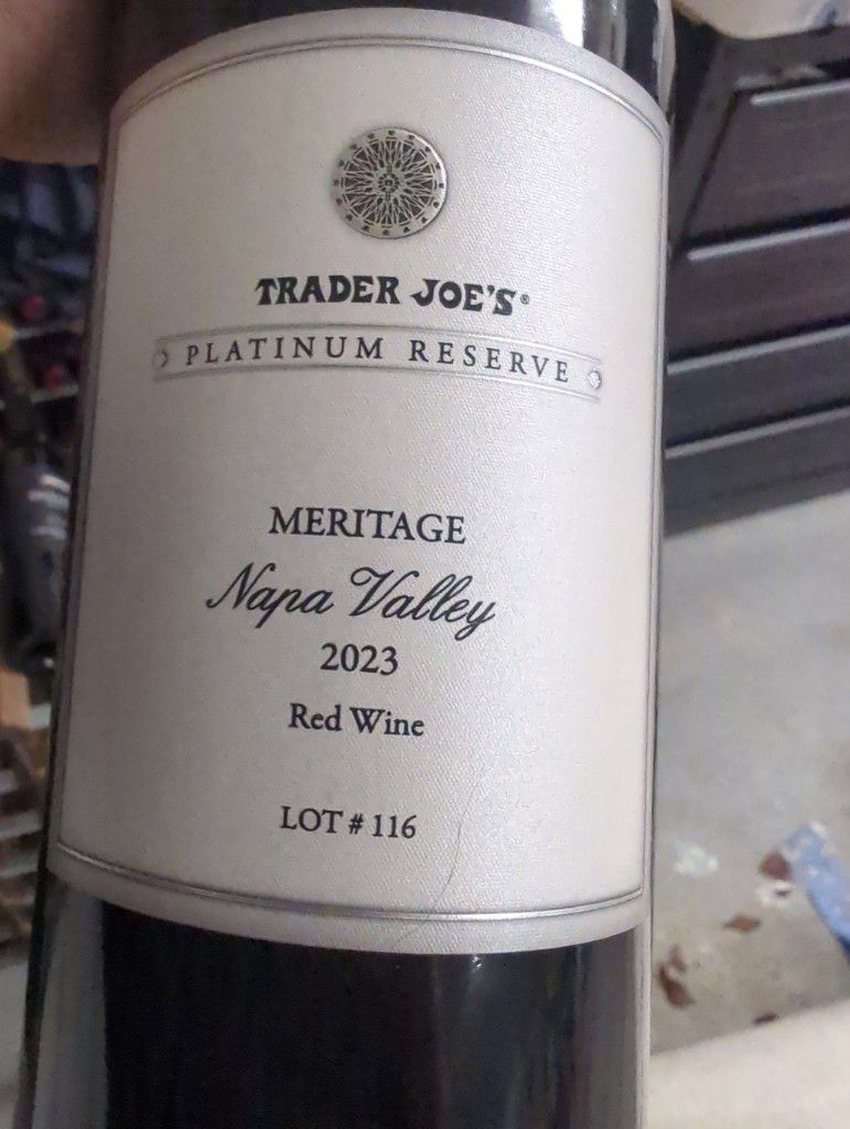 2022 Trader Joe's Platinum Reserve Meritage Lot # 116 Napa Valley