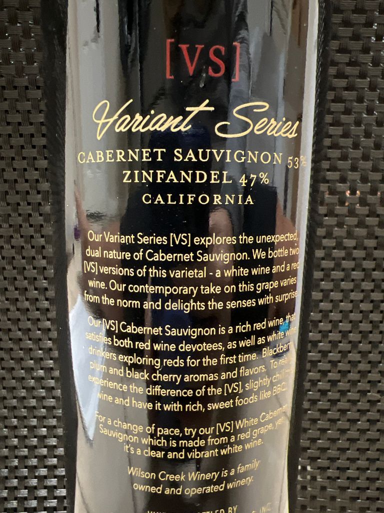 N.V. Wilson Creek Variant Series Cabernet - Zinfandel - CellarTracker