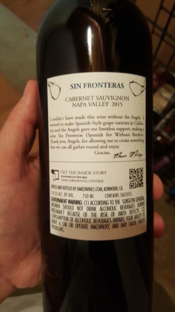 2015 Sin Fronteras Cabernet Sauvignon, USA, California - CellarTracker