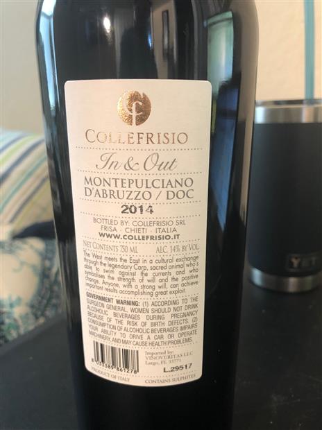 2018 Azienda Collefrisio Montepulciano d'Abruzzo In & Out