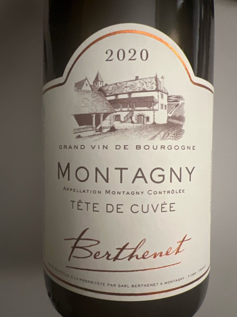 2020 Domaine Jean-Pierre Berthenet Montagny Tête De Cuvée, France ...