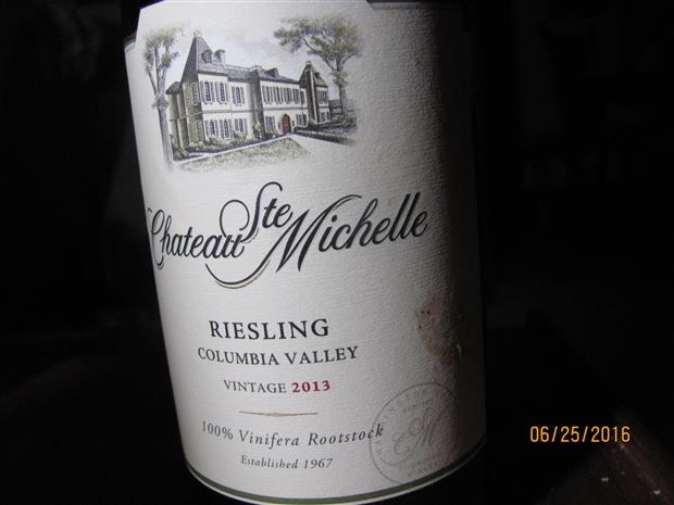 Ste. Michelle Riesling 1984 Chateau Ste. Michelle Riesling 100% Vinifera Rootstock, USA ...