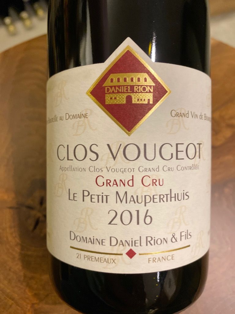 Daniel Rion 2016 Domaine Daniel Rion et Fils Clos Vougeot Petit Maupertuis, France ...