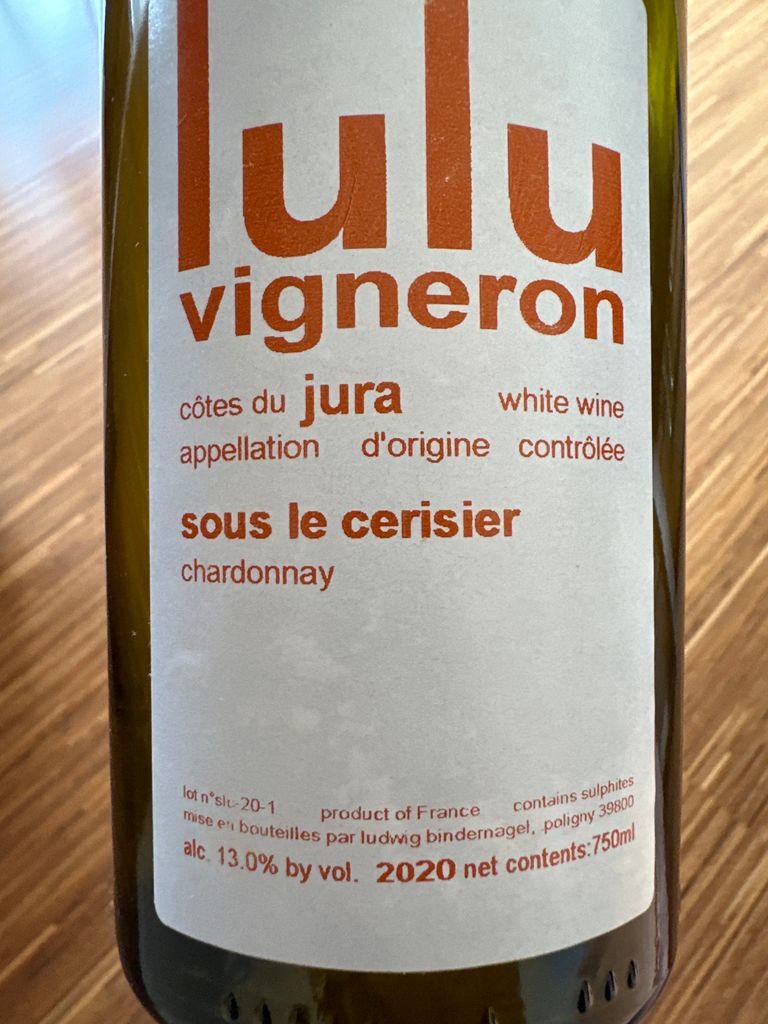 2020 Lulu Vigneron Côtes Du Jura Sous Le Cerisier, France, Jura, Côtes ...