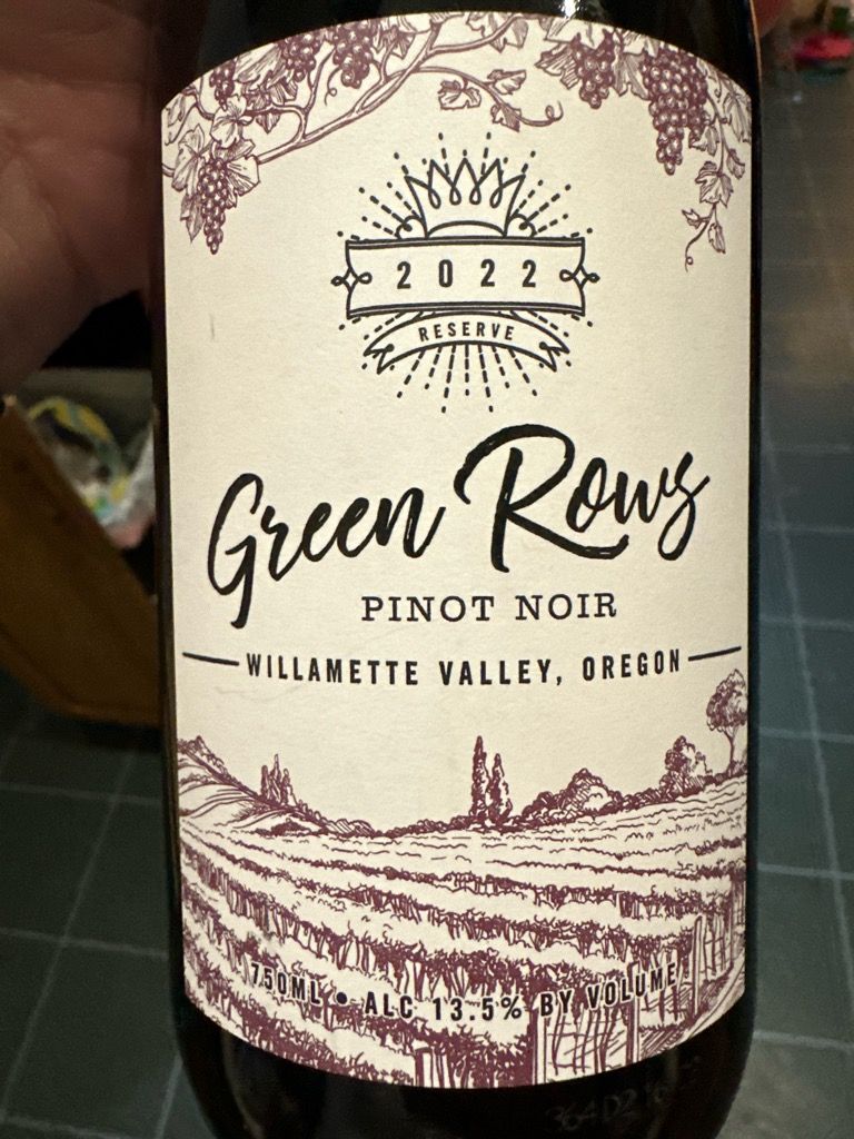 Green Rows Pinot 2022 Green Rows Vintners Pinot Noir, USA, Oregon, Willamette Valley ...