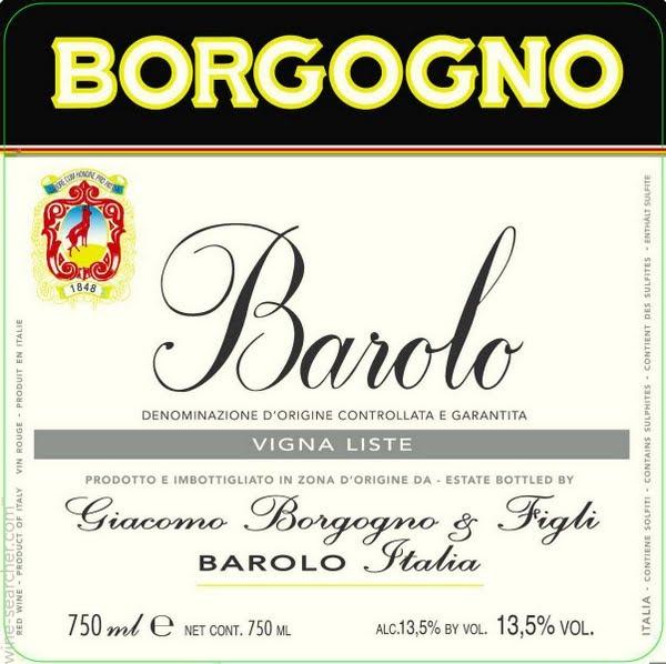 1997 Giacomo Borgogno & Figli Barolo Liste, Italy, Piedmont, Langhe ...