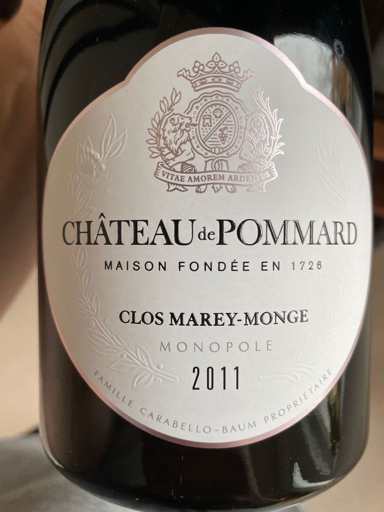 2011 Château de Pommard Pommard Clos Marey Monge - CellarTracker