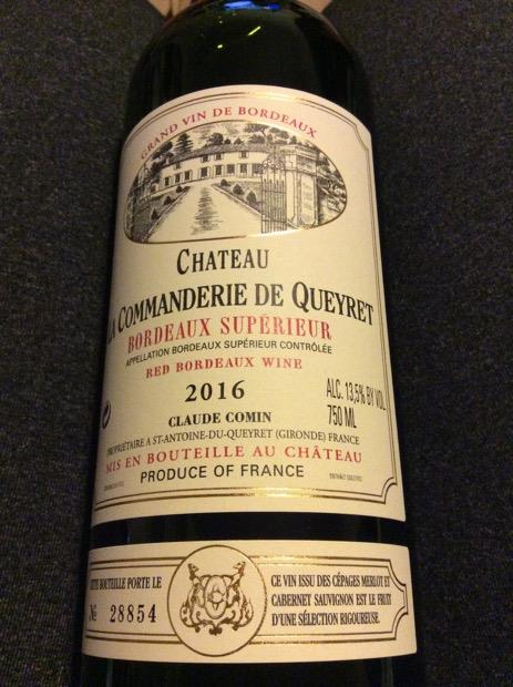 2016 Château la Commanderie de Queyret, France, Bordeaux, Bordeaux ...