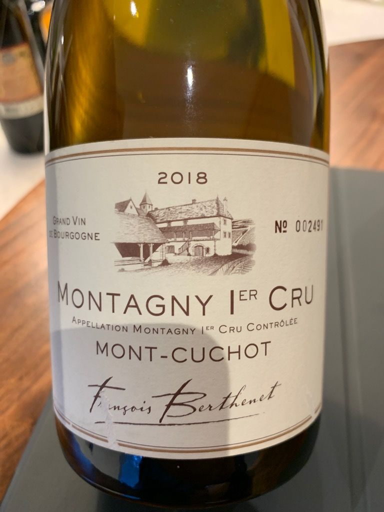 2019 Domaine Jean-Pierre Berthenet Montagny 1er Cru Mont-Cuchot, France ...