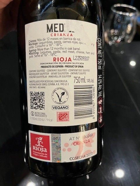 2022 Mediel Crianza Rioja DOCa, Spain, La Rioja, Rioja - CellarTracker