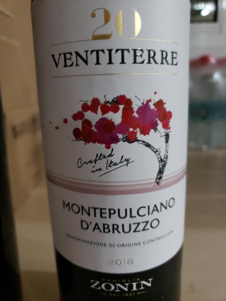 2019 Zonin Montepulciano d'Abruzzo 20 Ventiterre, Italy, Abruzzi ...