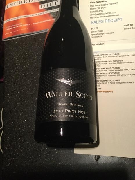 2016 Walter Scott Pinot Noir Seven Springs Vineyard