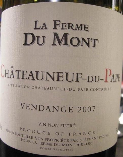2015 La Ferme du Mont Châteauneuf-du-Pape - CellarTracker 2015 La Ferme du Mont Châteauneuf-du-Pape - CellarTracker