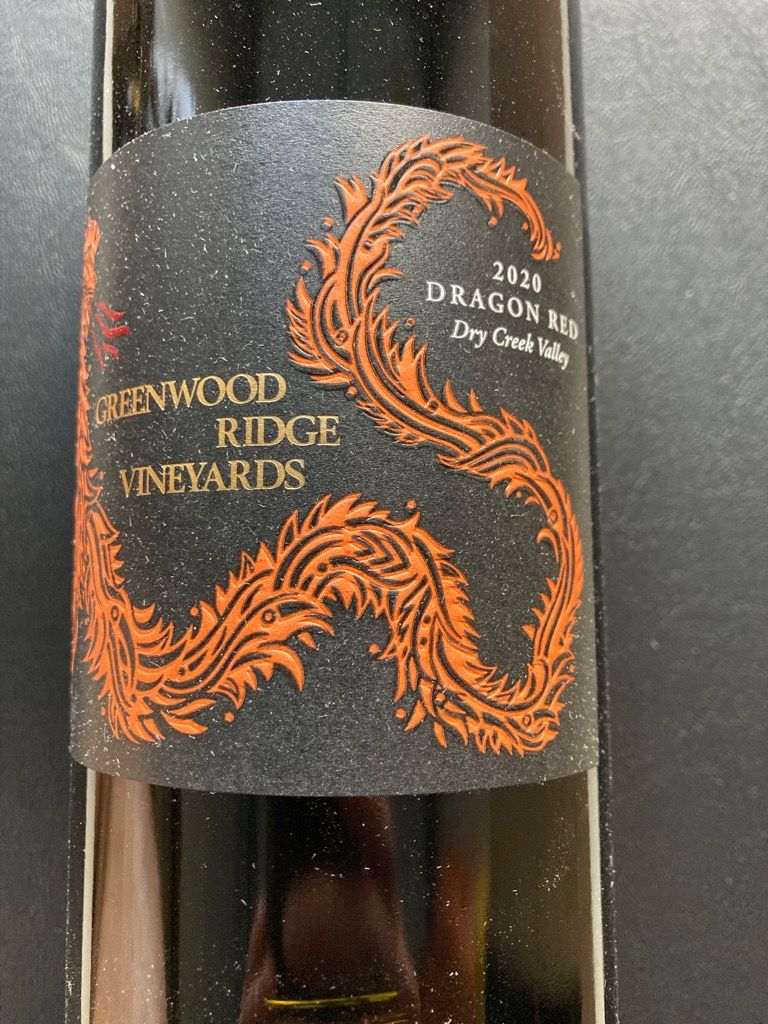 2021 Greenwood Ridge Vineyards Dragon Red Usa California Sonoma