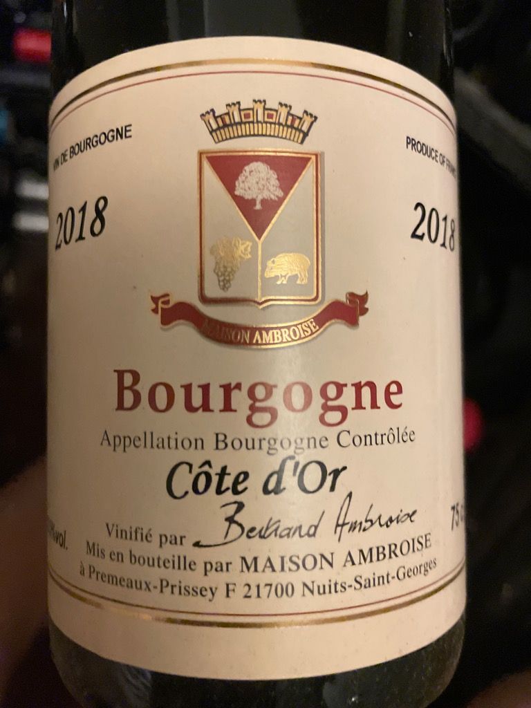2018 Maison Bertrand Ambroise Bourgogne Côte d'Or, France, Burgundy