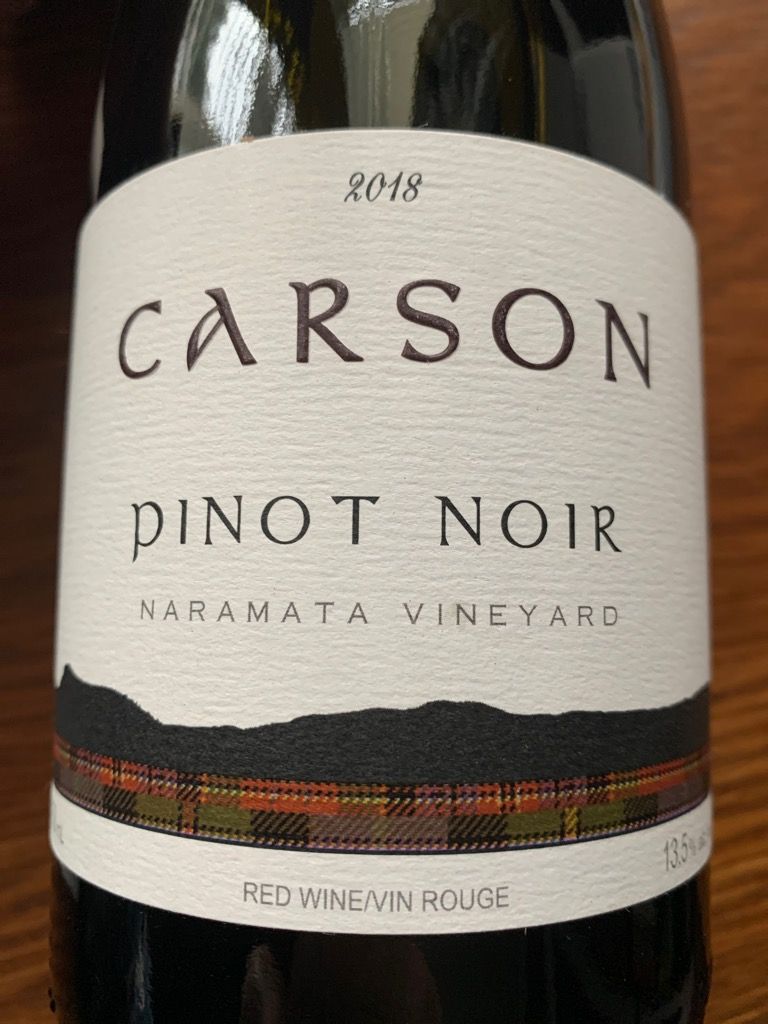 2018 Carson Pinot Noir Naramata Vineyard, Canada, British Columbia ...