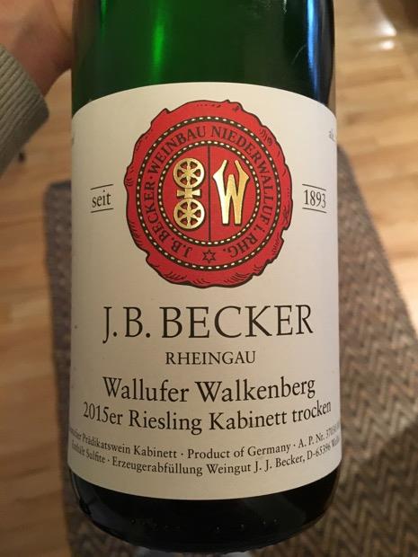 2015 J.B. Becker Wallufer Walkenberg Riesling Kabinett Trocken, Germany ...