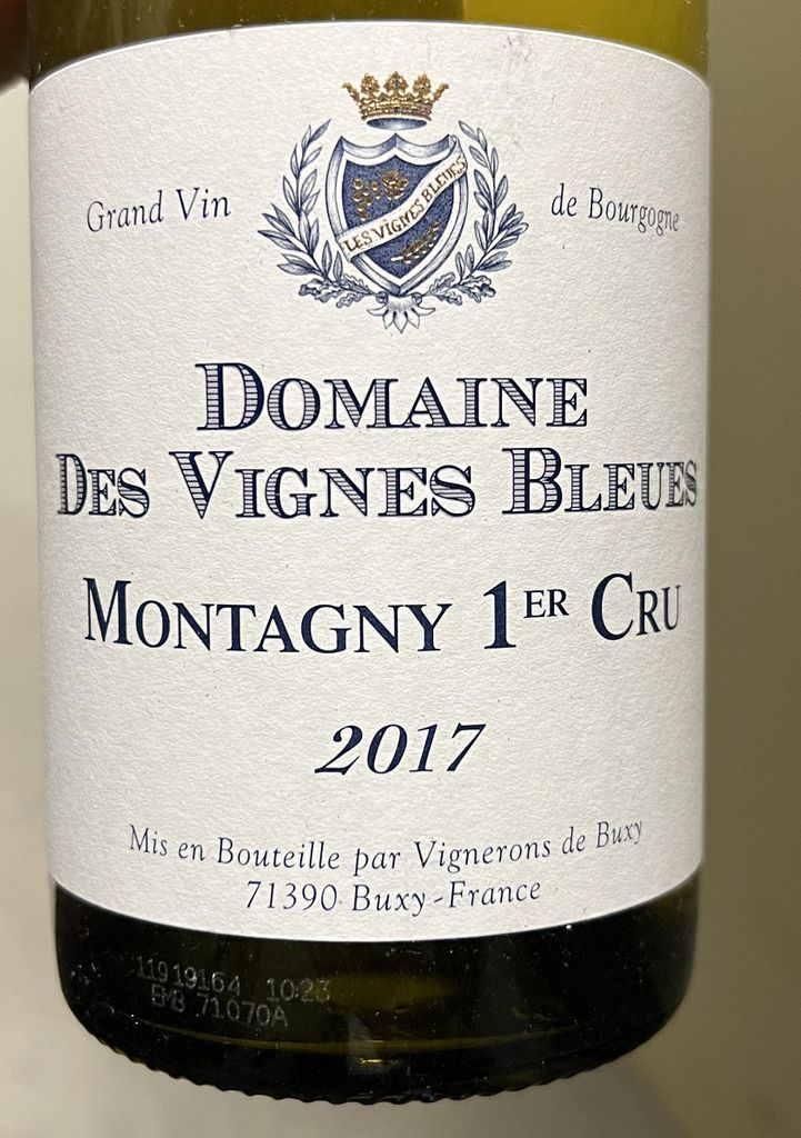 2017 Vignerons De Buxy Montagny 1er Cru Domaine Des Vignes Bleues ...